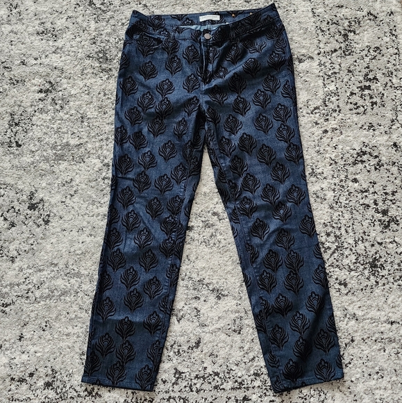 Coldwater Creek Denim - Coldwater Creek Natural Fit Velvet Printed Jeans Womens Size 10 Boho Chic